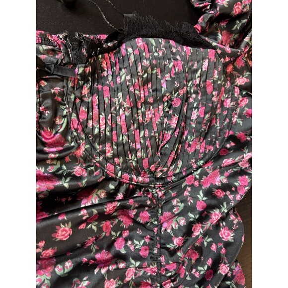 For Love & Lemons Melrose Corset Dress Black Red Floral Size XL Underwire - Picture 13 of 15